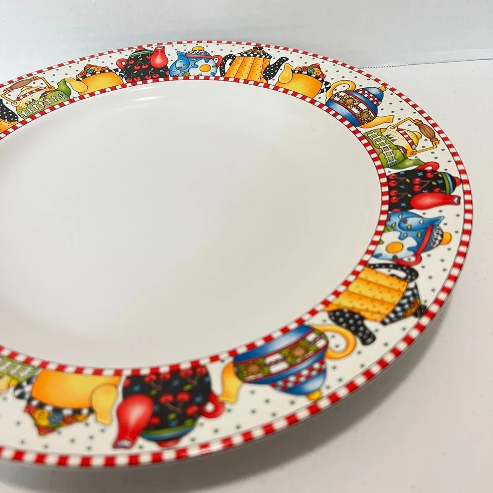 VTG Mary Engelbreit Sakura 1994 Afternoon Tea Charger Chop Plate 12 3/8